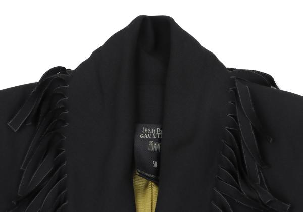 Jean Paul GAULTIER HOMME Wool Fringe Jacket Black Size 50