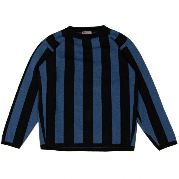 ISSEY MIYAKEMEN Black Blue Stripe Wool Sweater Size M