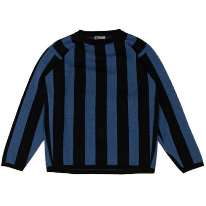 ISSEY MIYAKEMEN Black Blue Stripe Wool Sweater Size M