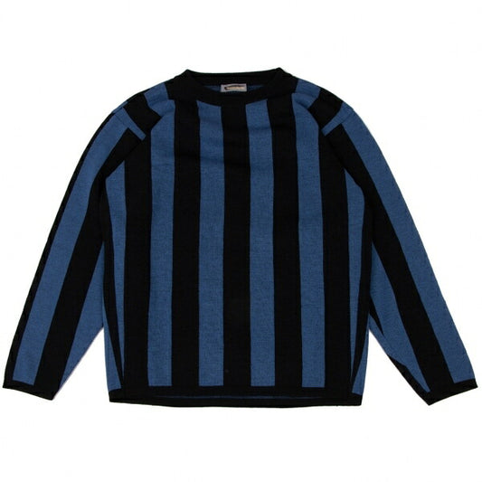 ISSEY MIYAKEMEN Black Blue Stripe Wool Sweater Size M