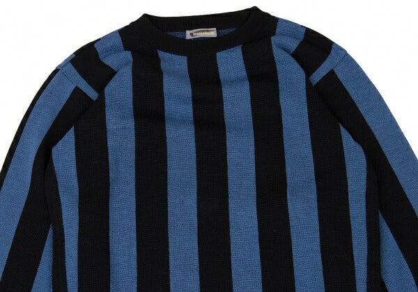 ISSEY MIYAKEMEN Black Blue Stripe Wool Sweater Size M