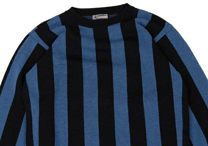 ISSEY MIYAKEMEN Black Blue Stripe Wool Sweater Size M