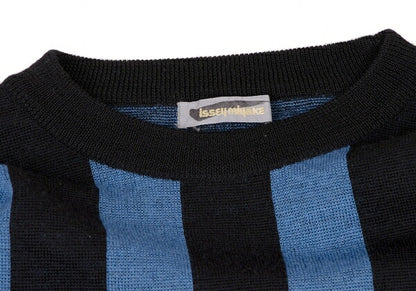 ISSEY MIYAKEMEN Black Blue Stripe Wool Sweater Size M