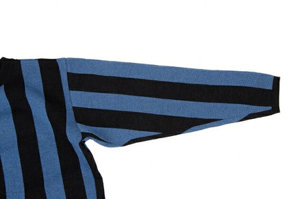 ISSEY MIYAKEMEN Black Blue Stripe Wool Sweater Size M