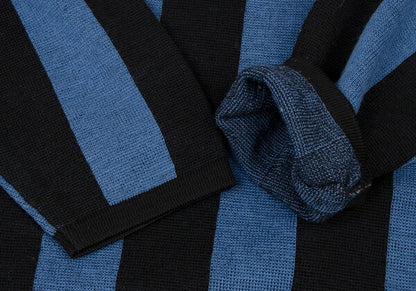 ISSEY MIYAKEMEN Black Blue Stripe Wool Sweater Size M