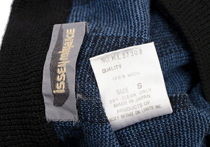 ISSEY MIYAKEMEN Black Blue Stripe Wool Sweater Size M