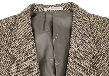 Papas Harris Tweed 2B Jacket Beige Brown Size L48
