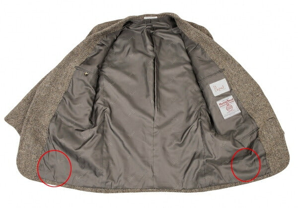 Papas Harris Tweed 2B Jacket Beige Brown Size L48