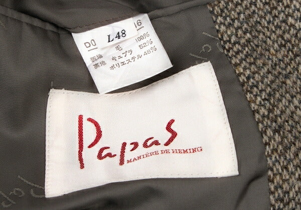 Papas Harris Tweed 2B Jacket Beige Brown Size L48