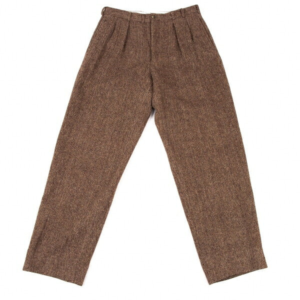 Papas Wool Tweed Pleated Pants Brown Size L