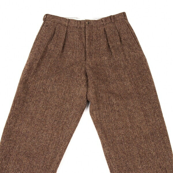 Papas Wool Tweed Pleated Pants Brown Size L