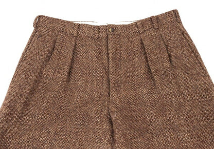 Papas Wool Tweed Pleated Pants Brown Size L