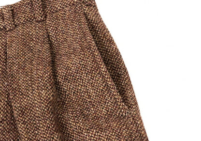 Papas Wool Tweed Pleated Pants Brown Size L