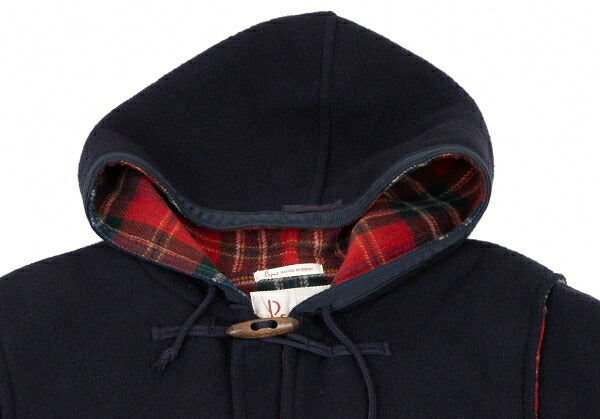 Papas Wool Checker Lining Duffle Coat Blue Size L