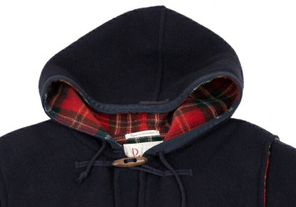 Papas Wool Checker Lining Duffle Coat Blue Size L