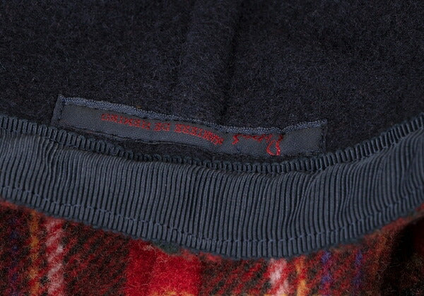Papas Wool Checker Lining Duffle Coat Blue Size L