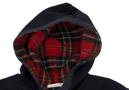 Papas Wool Checker Lining Duffle Coat Blue Size L