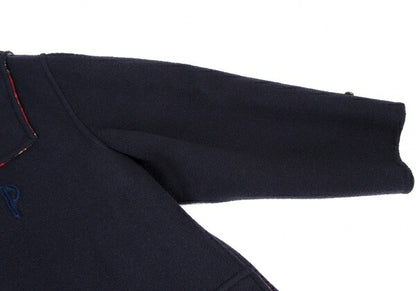 Papas Wool Checker Lining Duffle Coat Blue Size L