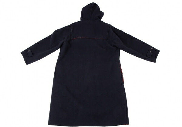 Papas Wool Checker Lining Duffle Coat Blue Size L