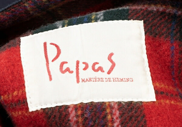 Papas Wool Checker Lining Duffle Coat Blue Size L