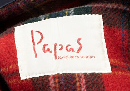 Papas Wool Checker Lining Duffle Coat Blue Size L
