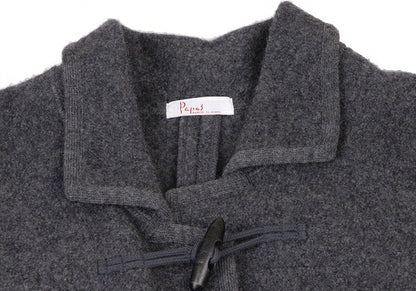 Papas Gray Boiled Wool Toggle Button Half Coat Size L