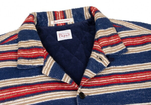 Papas Blue Red Beige Cotton Quilted Jacket Size L