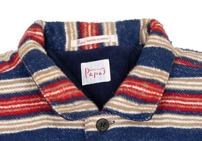 Papas Blue Red Beige Cotton Quilted Jacket Size L
