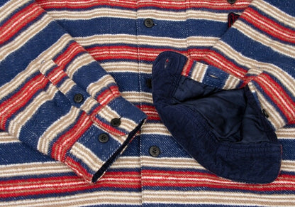 Papas Blue Red Beige Cotton Quilted Jacket Size L