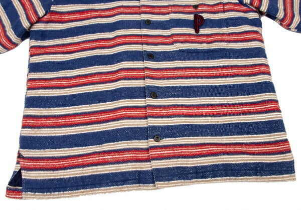 Papas Blue Red Beige Cotton Quilted Jacket Size L
