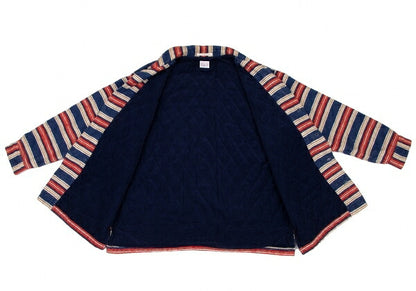 Papas Blue Red Beige Cotton Quilted Jacket Size L