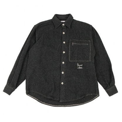 Papas Wool Blend Zip Pocket Shirt Jacket Charcoal Size L