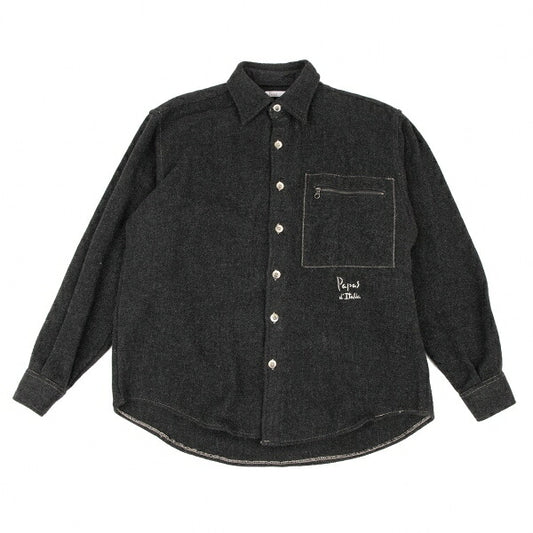Papas Wool Blend Zip Pocket Shirt Jacket Charcoal Size L
