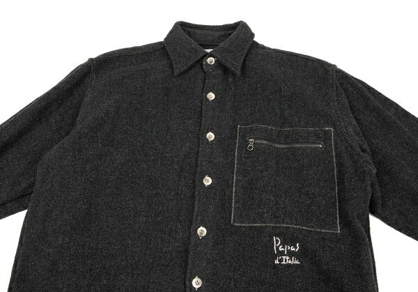 Papas Wool Blend Zip Pocket Shirt Jacket Charcoal Size L