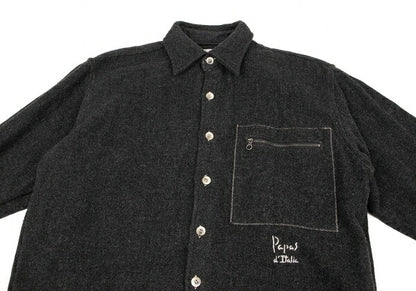 Papas Wool Blend Zip Pocket Shirt Jacket Charcoal Size L