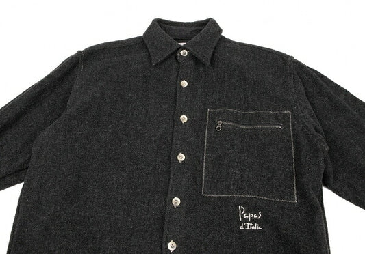 Papas Wool Blend Zip Pocket Shirt Jacket Charcoal Size L
