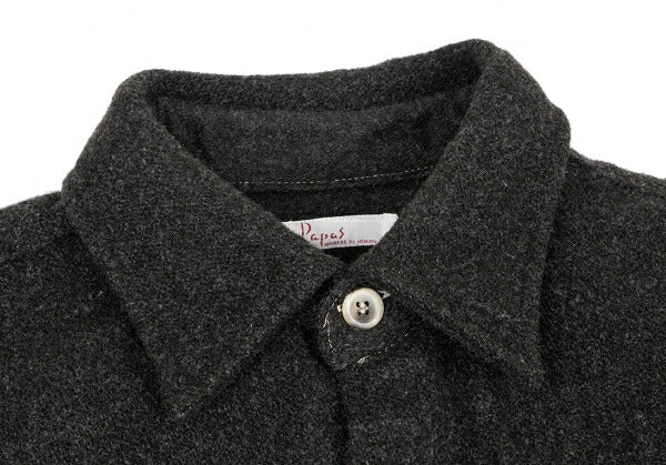 Papas Wool Blend Zip Pocket Shirt Jacket Charcoal Size L