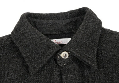 Papas Wool Blend Zip Pocket Shirt Jacket Charcoal Size L