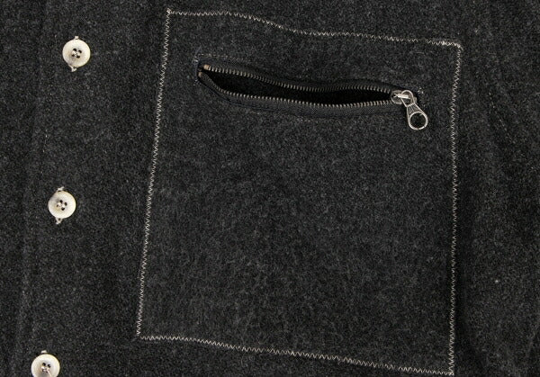 Papas Wool Blend Zip Pocket Shirt Jacket Charcoal Size L
