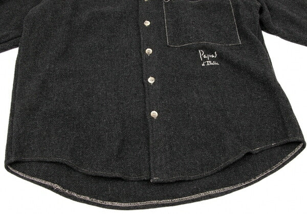 Papas Wool Blend Zip Pocket Shirt Jacket Charcoal Size L