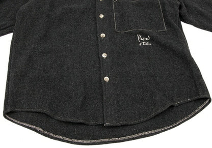 Papas Wool Blend Zip Pocket Shirt Jacket Charcoal Size L