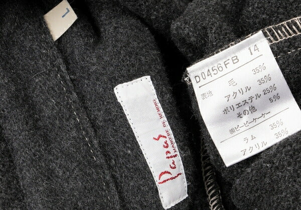 Papas Wool Blend Zip Pocket Shirt Jacket Charcoal Size L