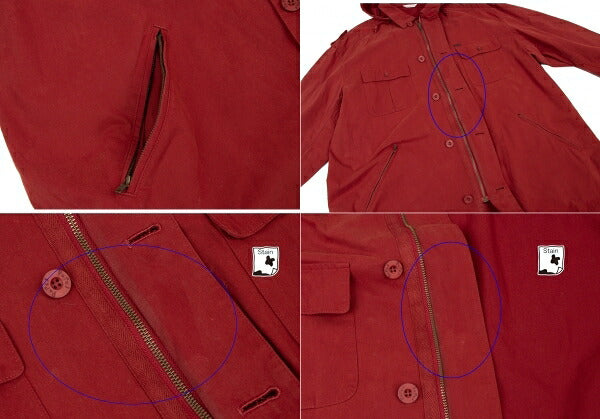 Papas Red Cotton Detachable Hood Mountain Jacket Size L