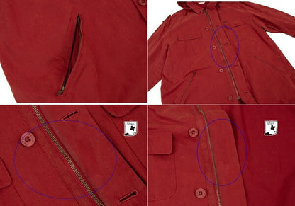 Papas Red Cotton Detachable Hood Mountain Jacket Size L