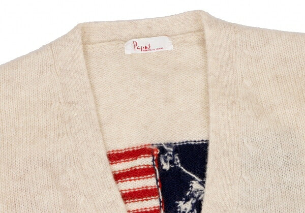 Papas Stars & Stripes Knit Cardigan Beige Size L