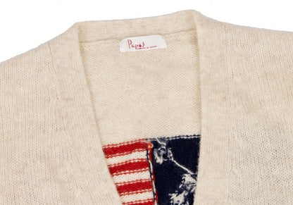 Papas Stars & Stripes Knit Cardigan Beige Size L