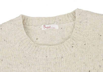 Papas Beige Silk Blend Crew Neck Knit Sweater Size L