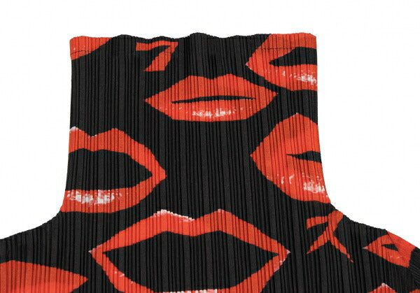 PLEATS PLEASE 15AW Lip Print Turtleneck Blouse Black Size 3