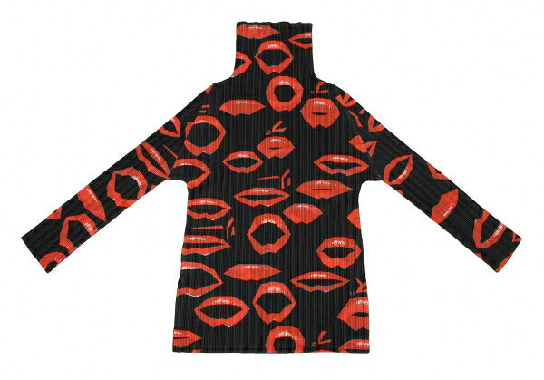 PLEATS PLEASE 15AW Lip Print Turtleneck Blouse Black Size 3