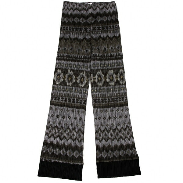 PLEATS PLEASE Polyester Ethnic Print Pants Charcoal Size 1